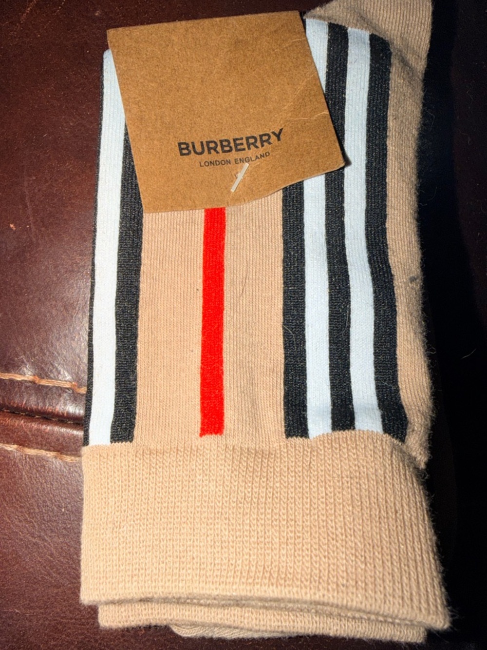 Burberry Icon Stripe Intarsia Socks, Small, NWT - Picture 3 of 7